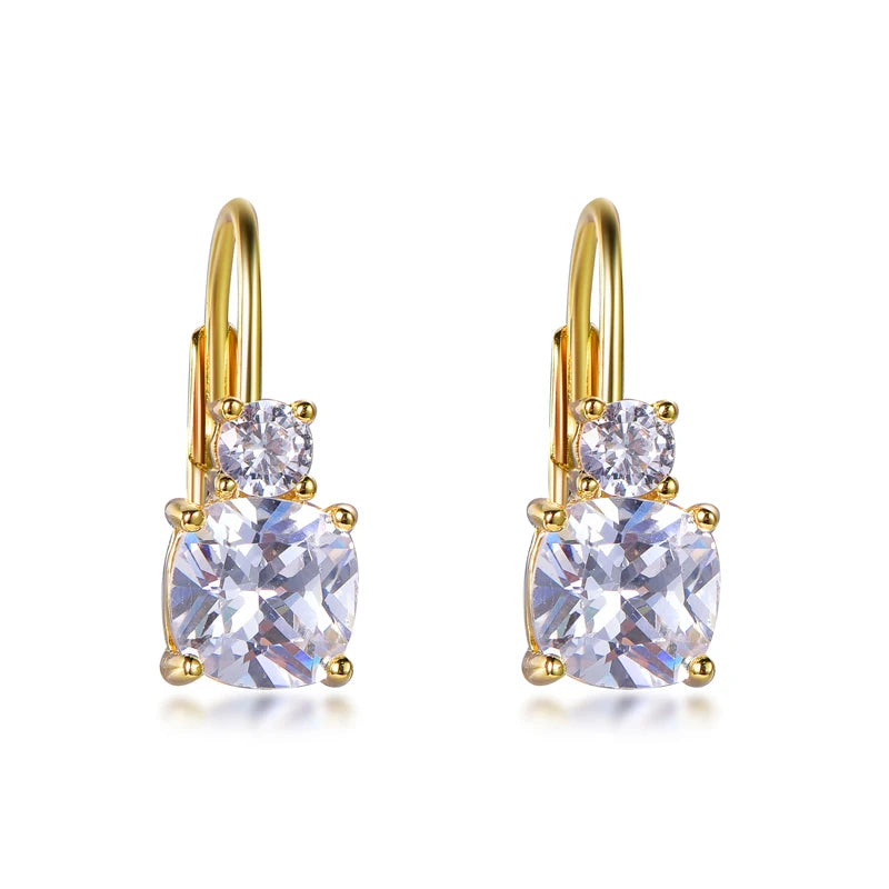 Wholesale Silver Gold Plated CZ Minimalist Leverback Diamond Earrings