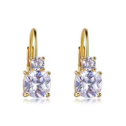 Wholesale Silver Gold Plated CZ Minimalist Leverback Diamond Earrings