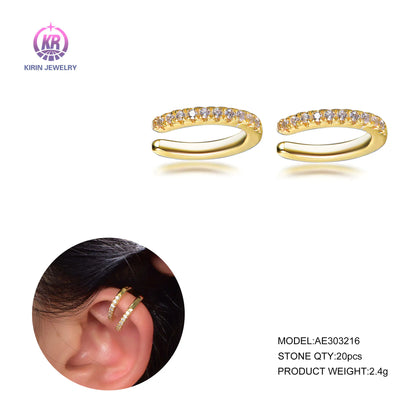 Wholesale Silver Gold Plated CZ Non Pierced Cuff - Set of 2 Ear Cuff Earrings for Women