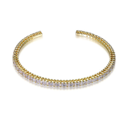 Wholesale Silver Gold Plated CZ Open Flexible Tennis Bangle