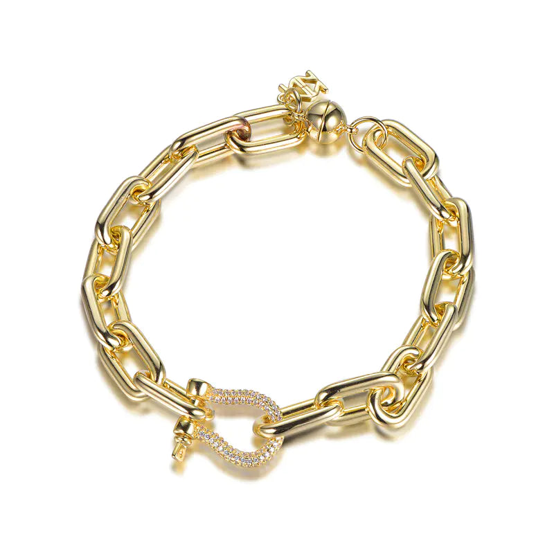 Wholesale Silver Gold Plated CZ Paperclip Link Chunky Statement Bracelet