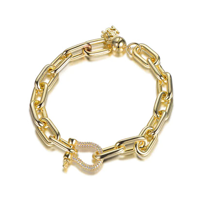 Wholesale Silver Gold Plated CZ Paperclip Link Chunky Statement Bracelet