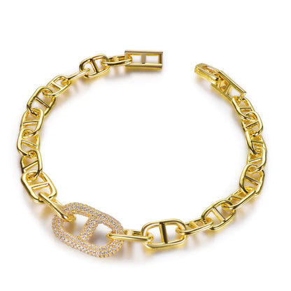 Wholesale Silver Gold Plated CZ Paperclip Link Personalized Chain Bracelets