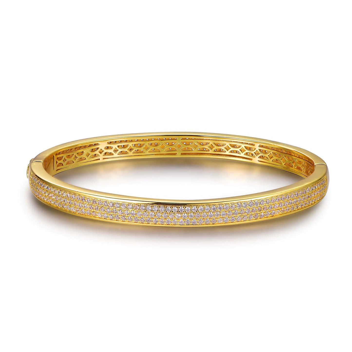 Wholesale Silver Gold Plated CZ Pave Diamond Bangle