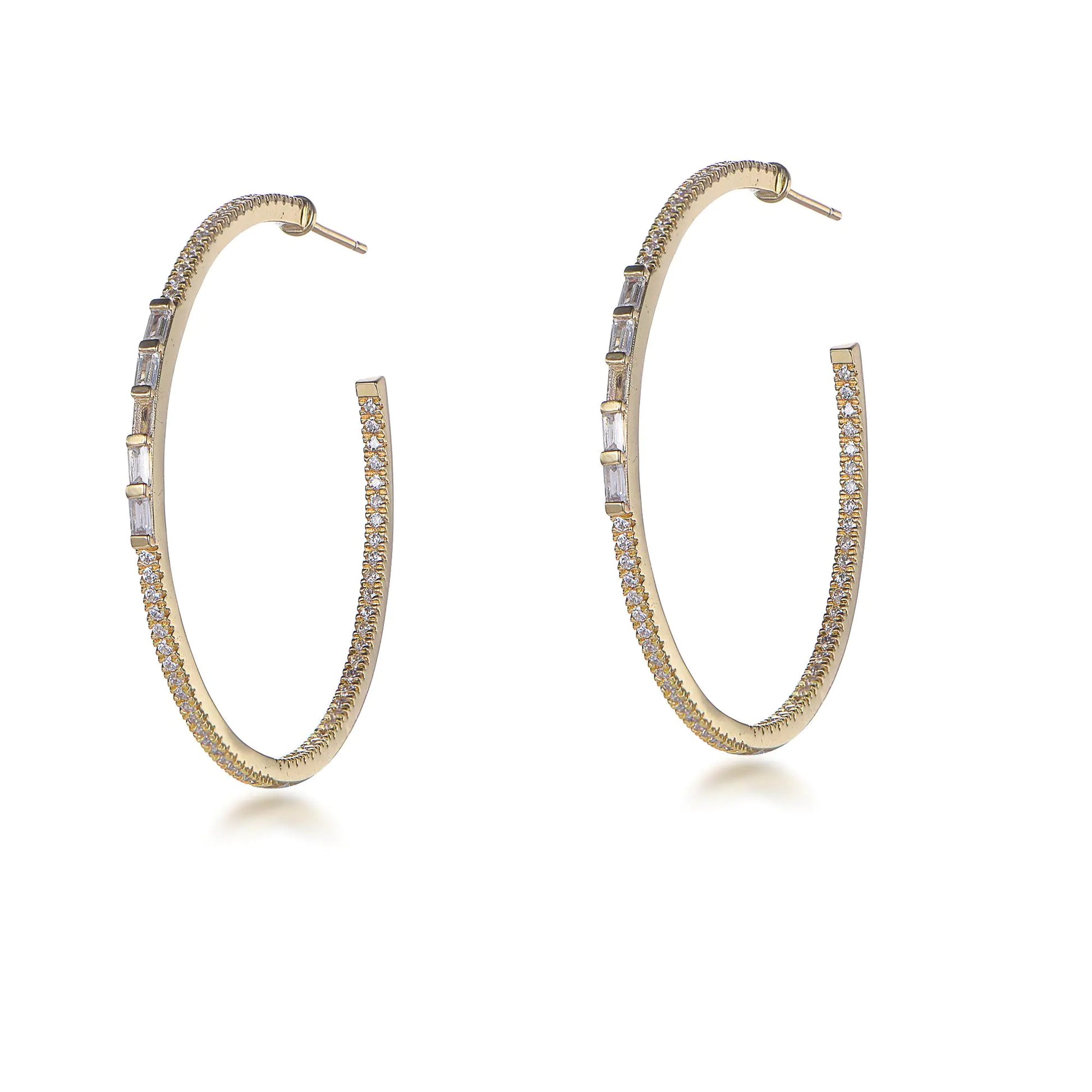 Wholesale Silver Gold Plated CZ Personalized Thin Round Large Hoops Earrings