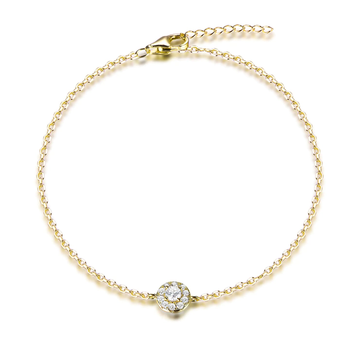 Wholesale Silver Gold Plated CZ Round Cut Lab Created Halo Diamond Bracelet​