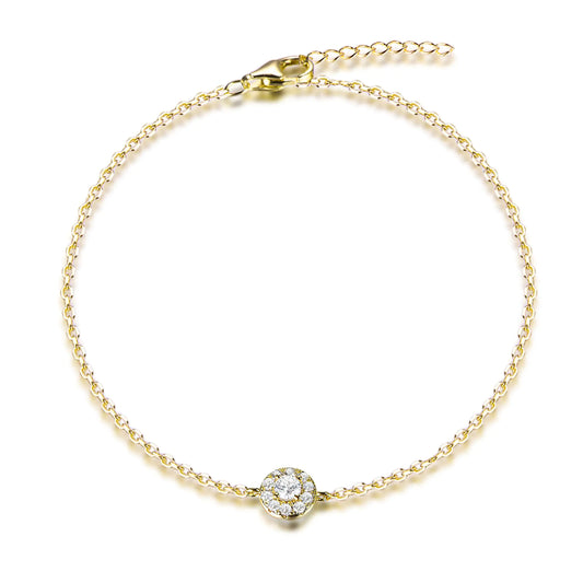 Wholesale Silver Gold Plated CZ Round Cut Lab Created Halo Diamond Bracelet​