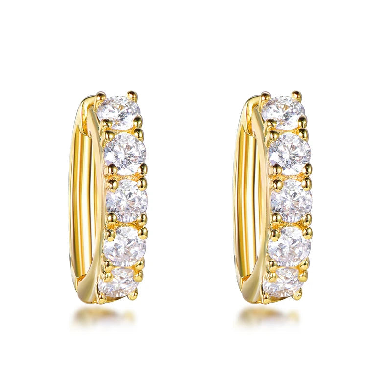 Wholesale Silver Gold Plated CZ Round Cut Simulated Diamond Huggie Hoop Earrings