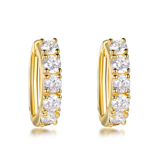 Wholesale Silver Gold Plated CZ Round Cut Simulated Diamond Huggie Hoop Earrings