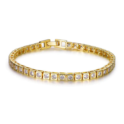 Wholesale Silver Gold Plated CZ Simulated Diamond Bezel Tennis Bracelet