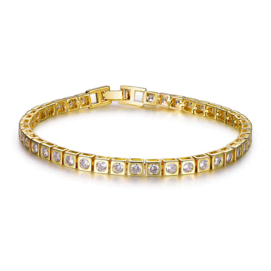 Wholesale Silver Gold Plated CZ Simulated Diamond Bezel Tennis Bracelet