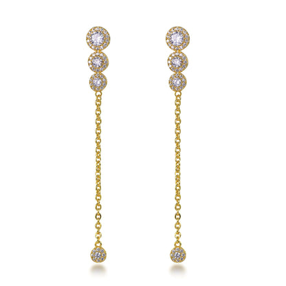 Wholesale Silver Gold Plated CZ Simulated Diamond Chain Linear Dangle Earrings