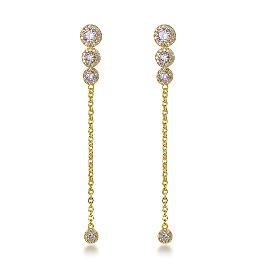 Wholesale Silver Gold Plated CZ Simulated Diamond Chain Linear Dangle Earrings