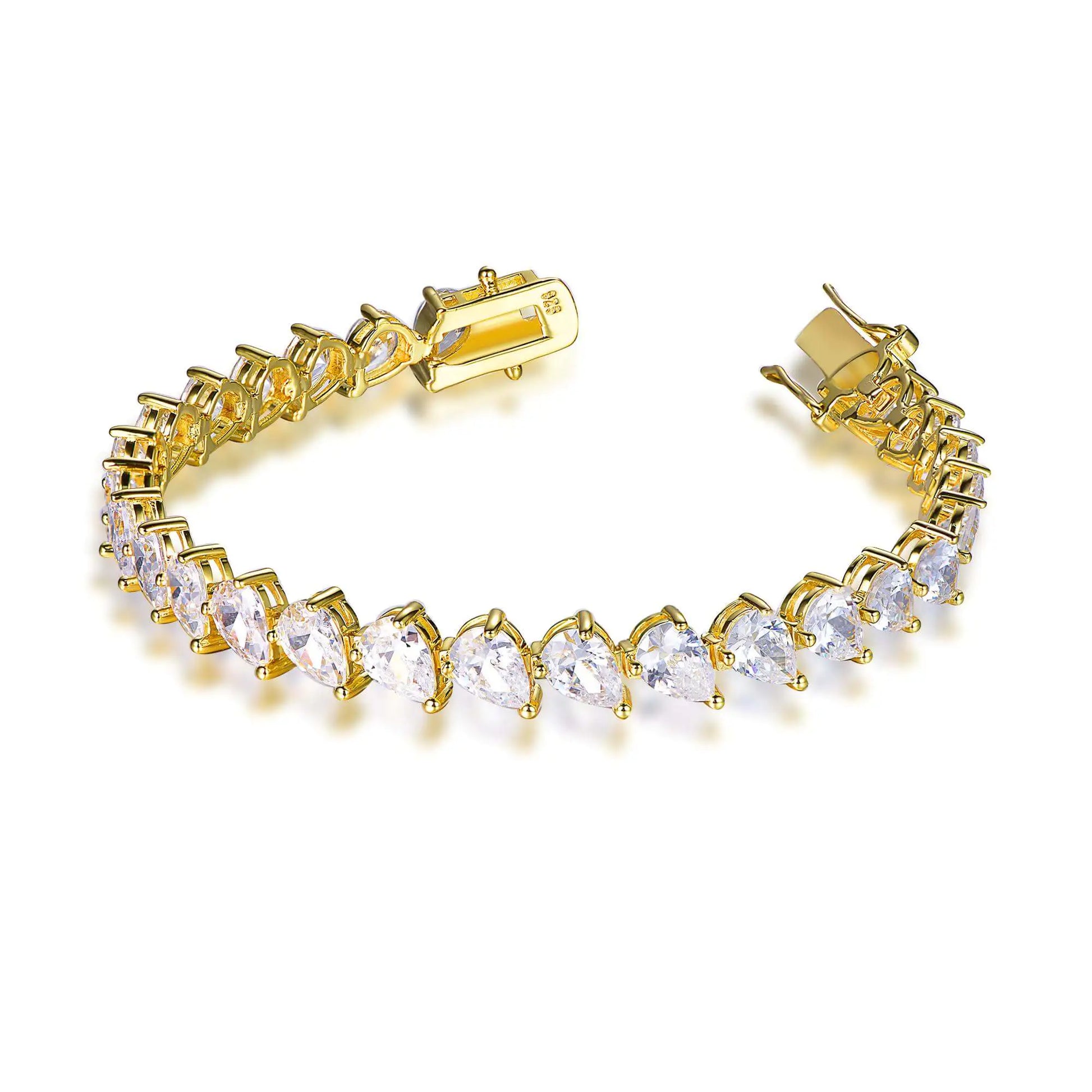 Wholesale Silver Gold Plated CZ Simulated Diamond Pear Cut Tennis Bracelet