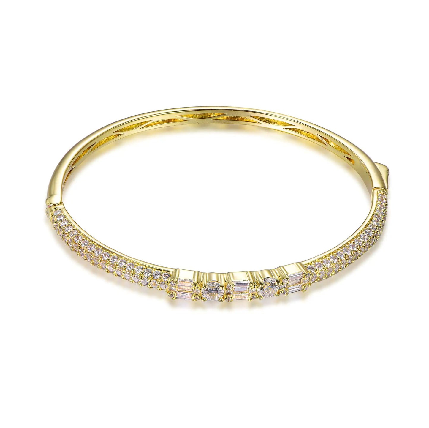 Wholesale Silver Gold Plated CZ Simulated Diamond Simple Design Bangles