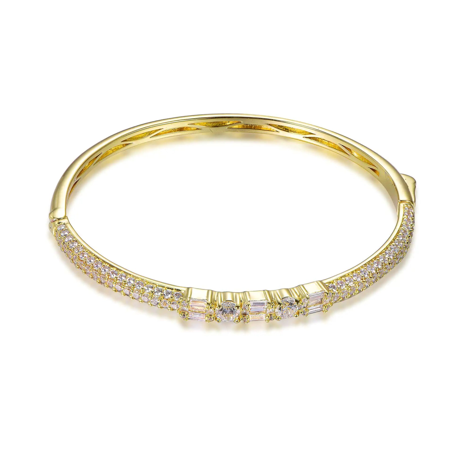 Wholesale Silver Gold Plated CZ Simulated Diamond Simple Design Bangles