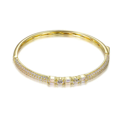 Wholesale Silver Gold Plated CZ Simulated Diamond Simple Design Bangles