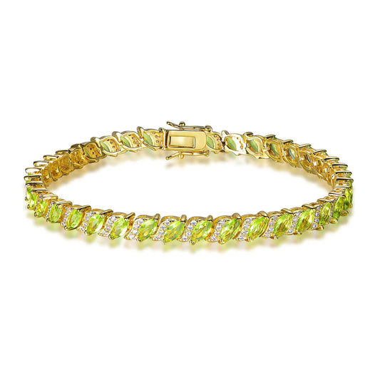 Wholesale Silver Gold Plated CZ Simulated Gemstone Wave Tennis Bracelet