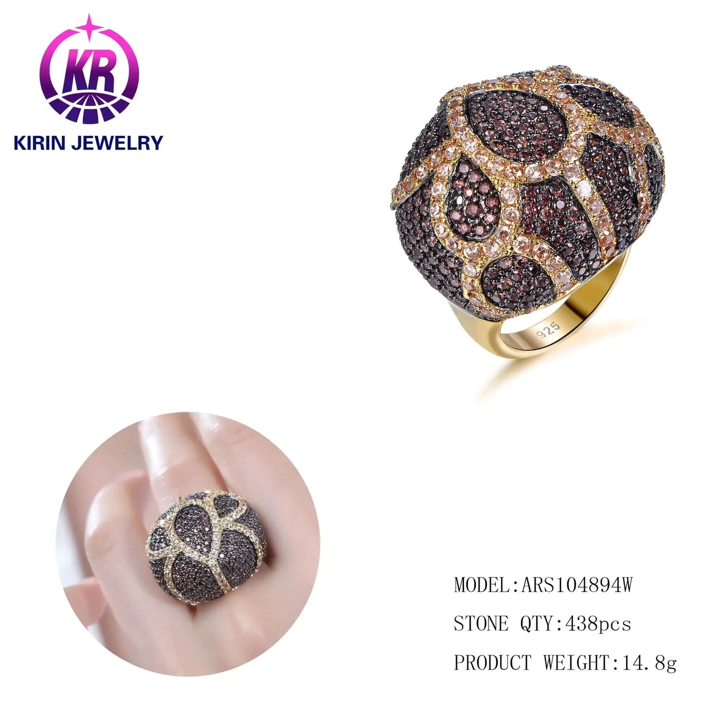 Wholesale Silver Gold Plated CZ Snakeskin Pattern Engagement Unique Statement Rings for Women