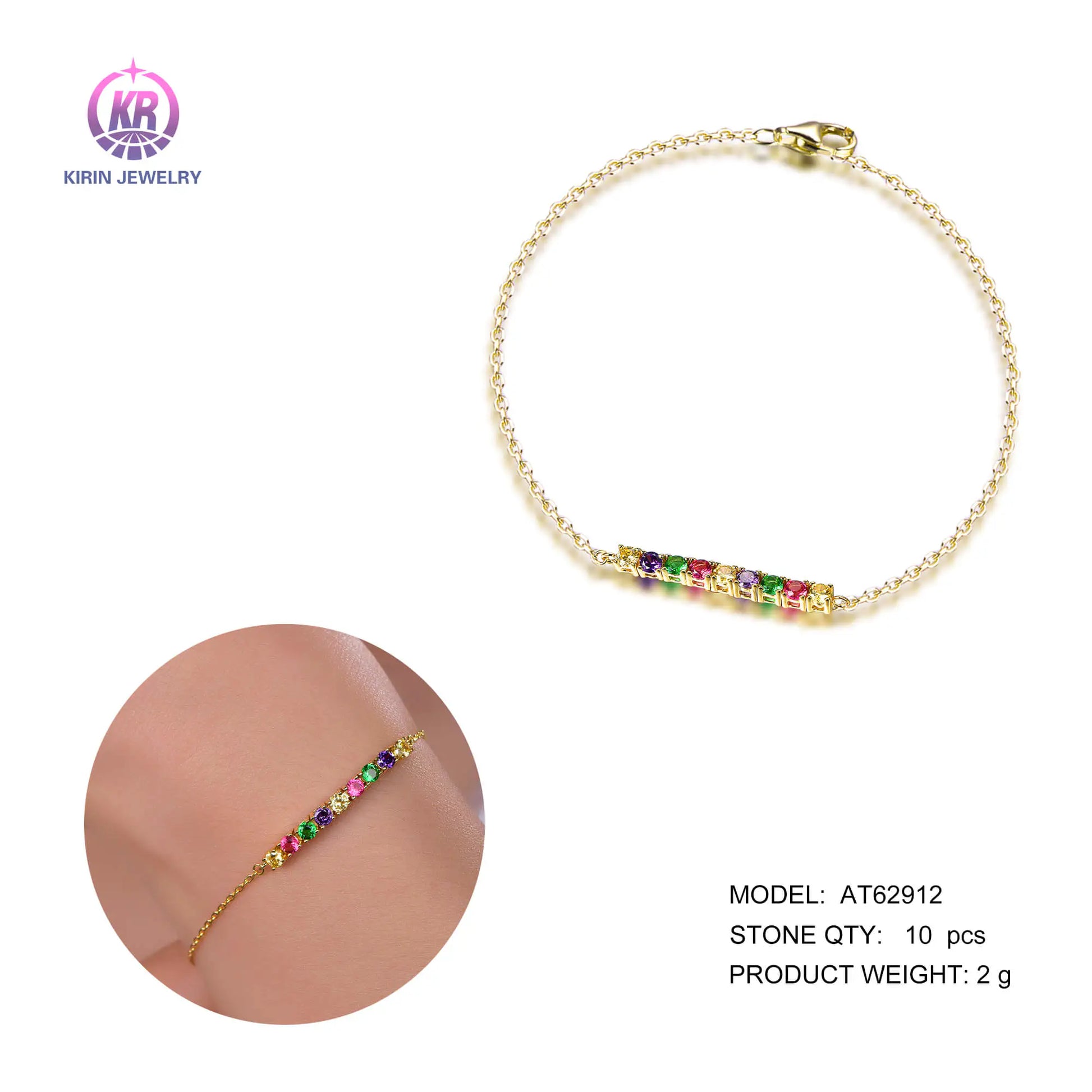 Wholesale Silver Gold Plated CZ & Spinel & Corundum Colored Stone Bracelets​ for Women