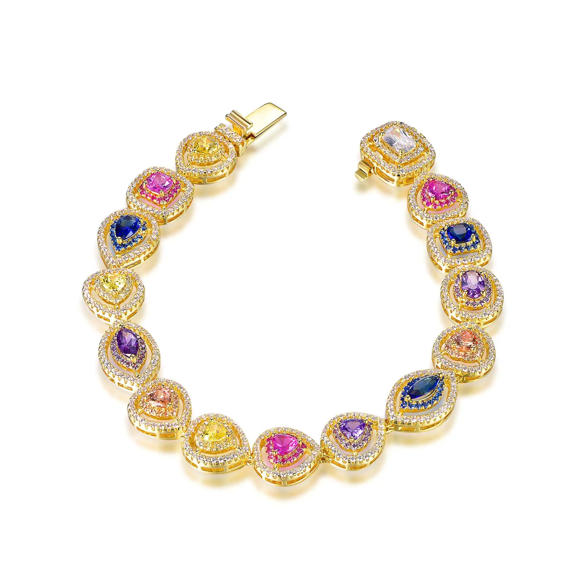 Wholesale Silver Gold Plated CZ & Spinel & Glass & Corundum Colorful Gem Bracelet​