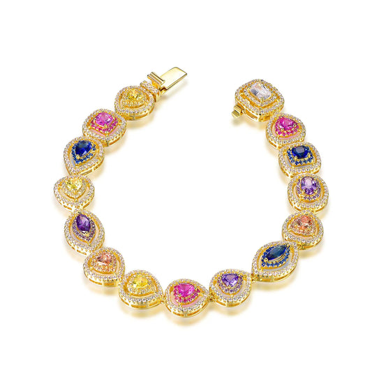 Wholesale Silver Gold Plated CZ & Spinel & Glass & Corundum Colorful Gem Bracelet​