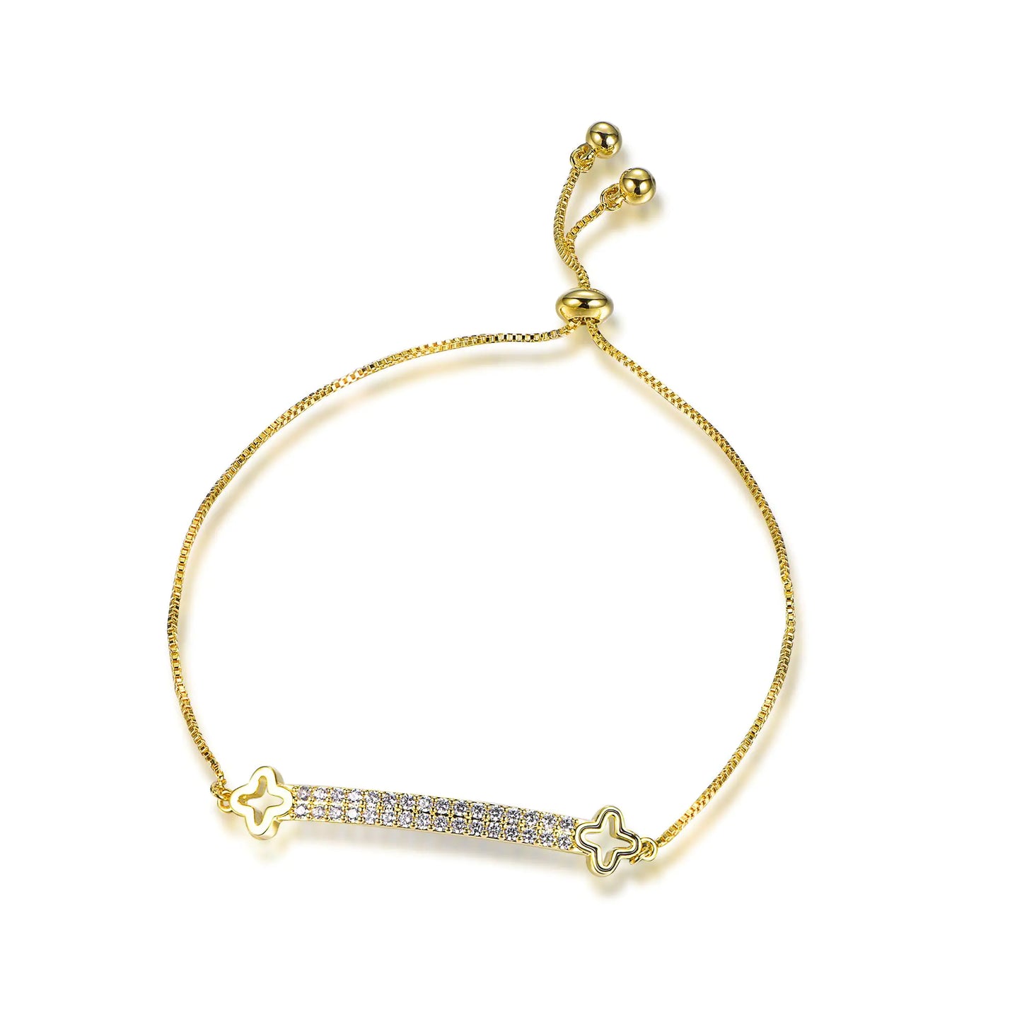 Wholesale Silver Gold Plated CZ Two-Row Lab Created Diamond Bar Bracelet​