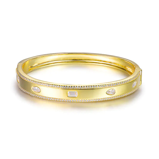 Wholesale Silver Gold Plated CZ Unique Statement Bangles