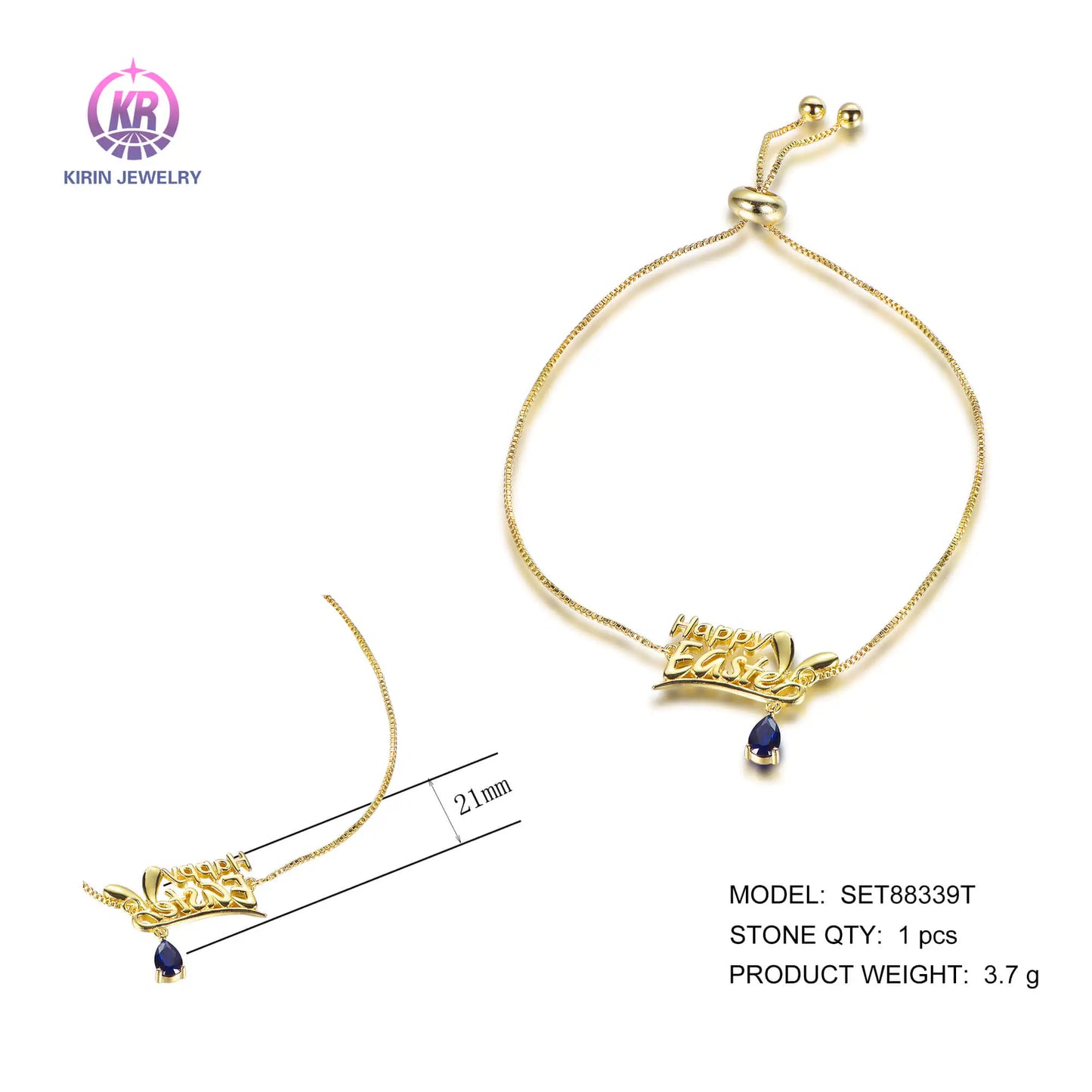 Wholesale Silver Gold Plated Corundum Custom Personalized Nameplate Bracelet​ for Women