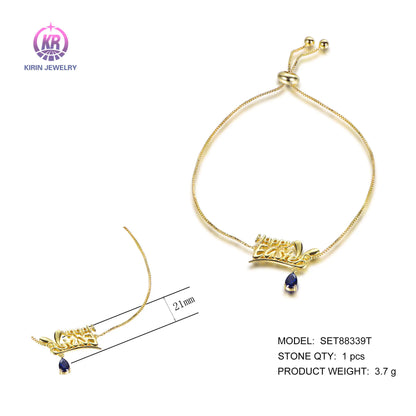 Wholesale Silver Gold Plated Corundum Custom Personalized Nameplate Bracelet​ for Women