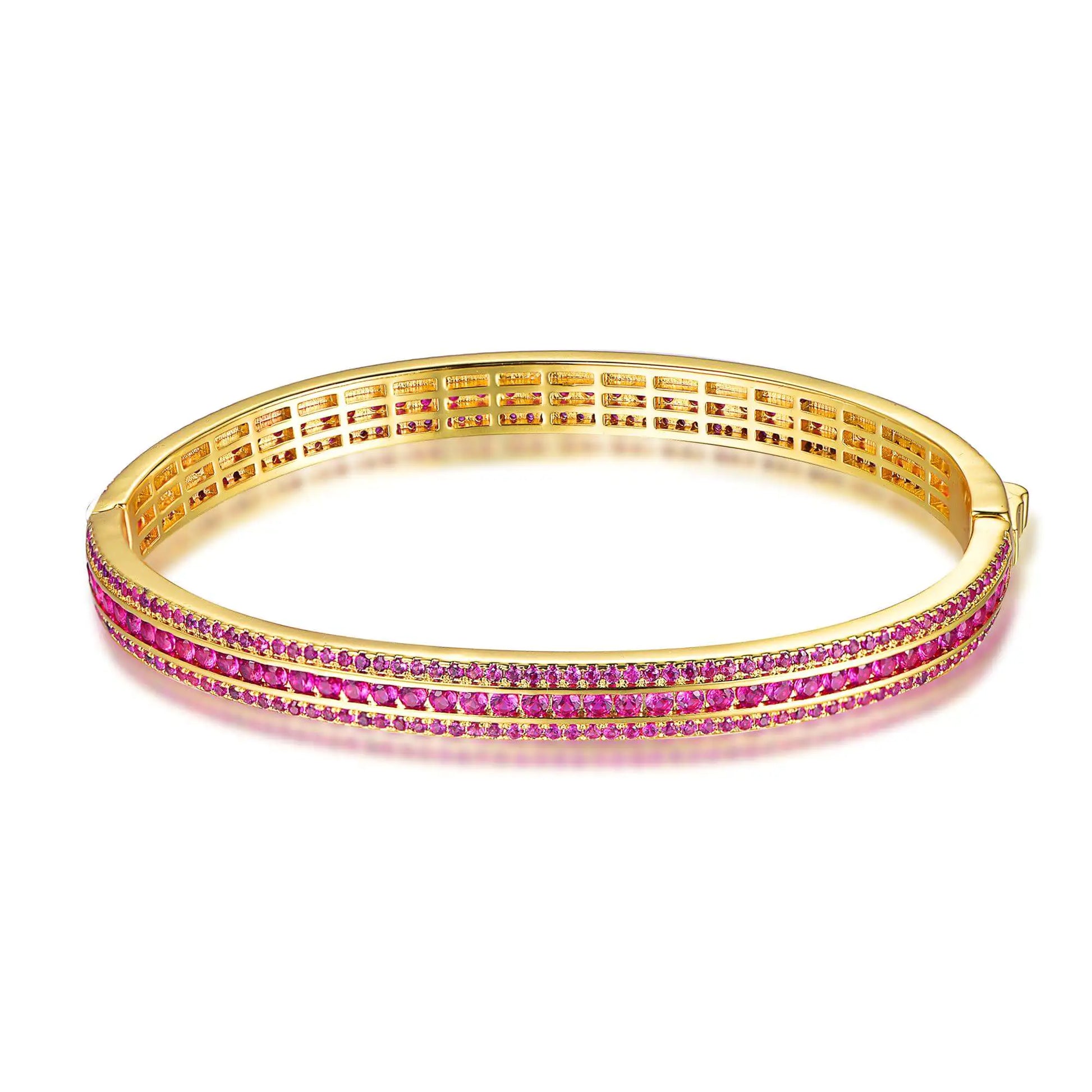Wholesale Silver Gold Plated Corundum Lab Created Ruby Bangles