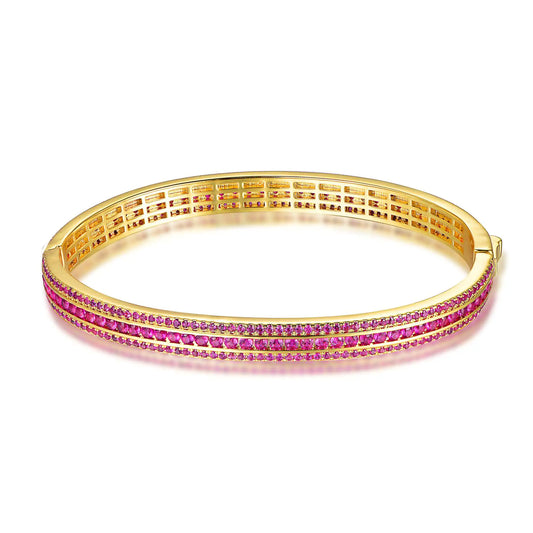 Wholesale Silver Gold Plated Corundum Lab Created Ruby Bangles