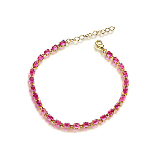 Wholesale Silver Gold Plated Corundum Lab Created Ruby Tennis Bracelets