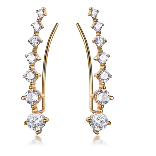 Wholesale Silver Gold Plated Cubic Zircon 7 Simulated Diamond Ear Climber Earrings​
