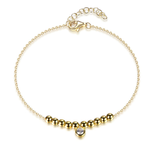 Wholesale Silver Gold Plated Cubic Zircon Adjustable Beaded Charm Bracelet