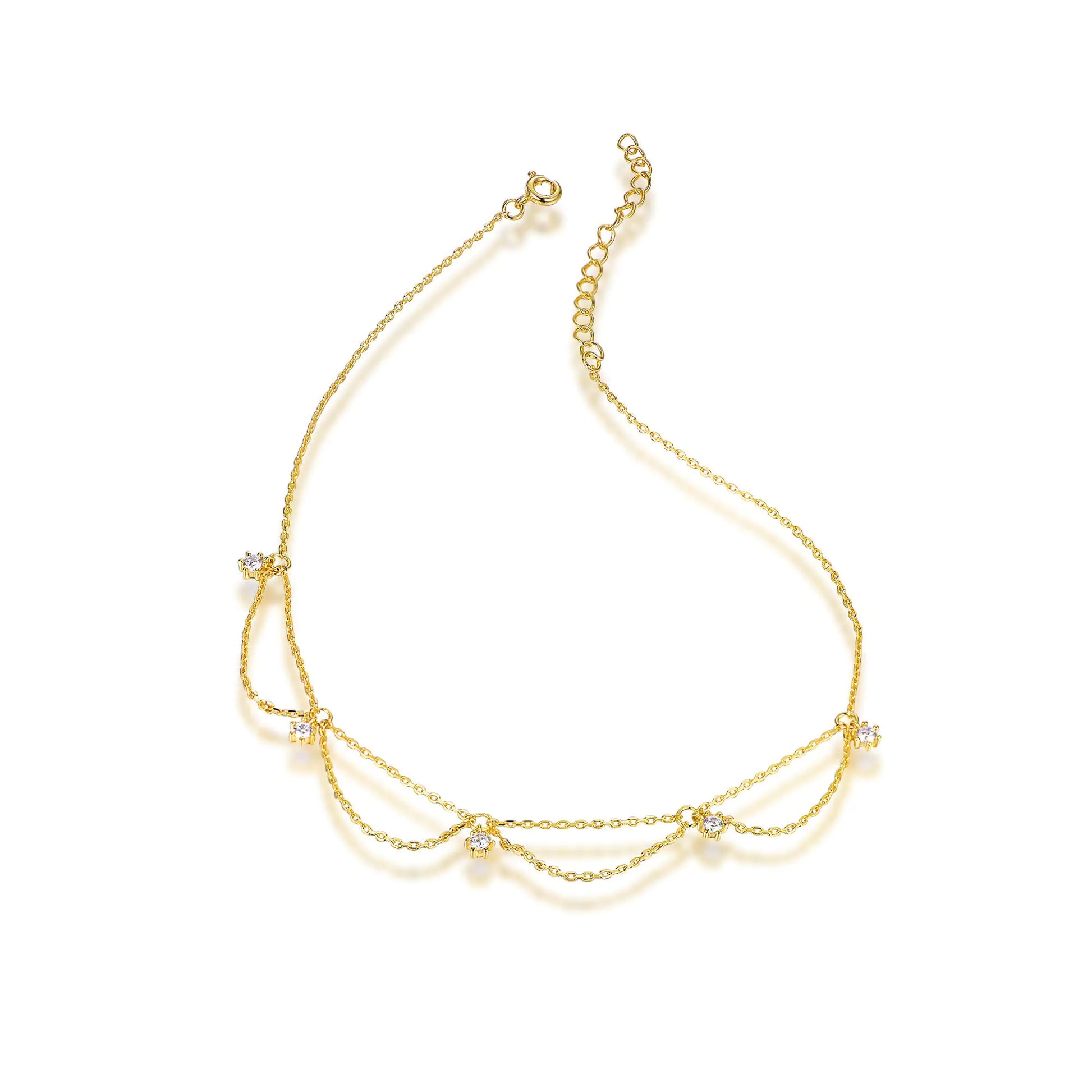 Wholesale Silver Gold Plated Cubic Zircon Adjustable Layered Charm Bracelet