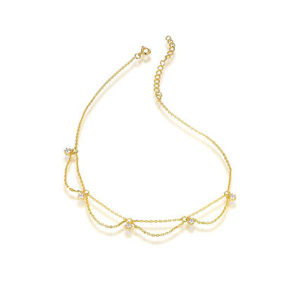 Wholesale Silver Gold Plated Cubic Zircon Adjustable Layered Charm Bracelet