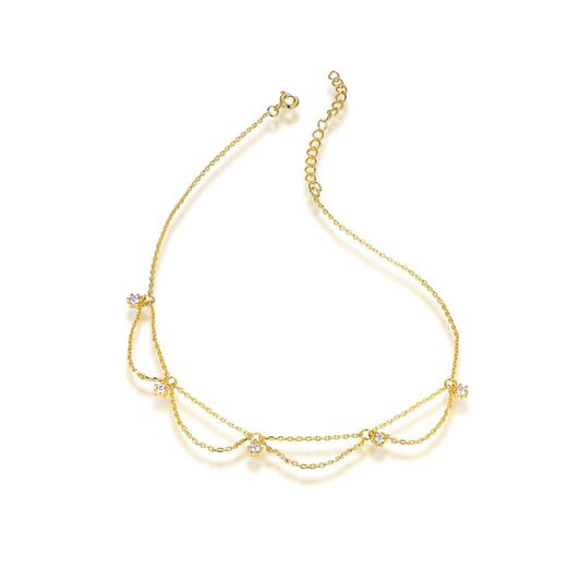 Wholesale Silver Gold Plated Cubic Zircon Adjustable Layered Charm Bracelet