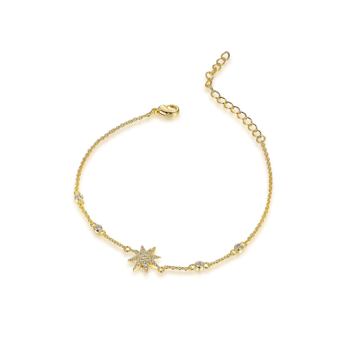 Wholesale Silver Gold Plated Cubic Zircon Adjustable Sun Charm Bracelet