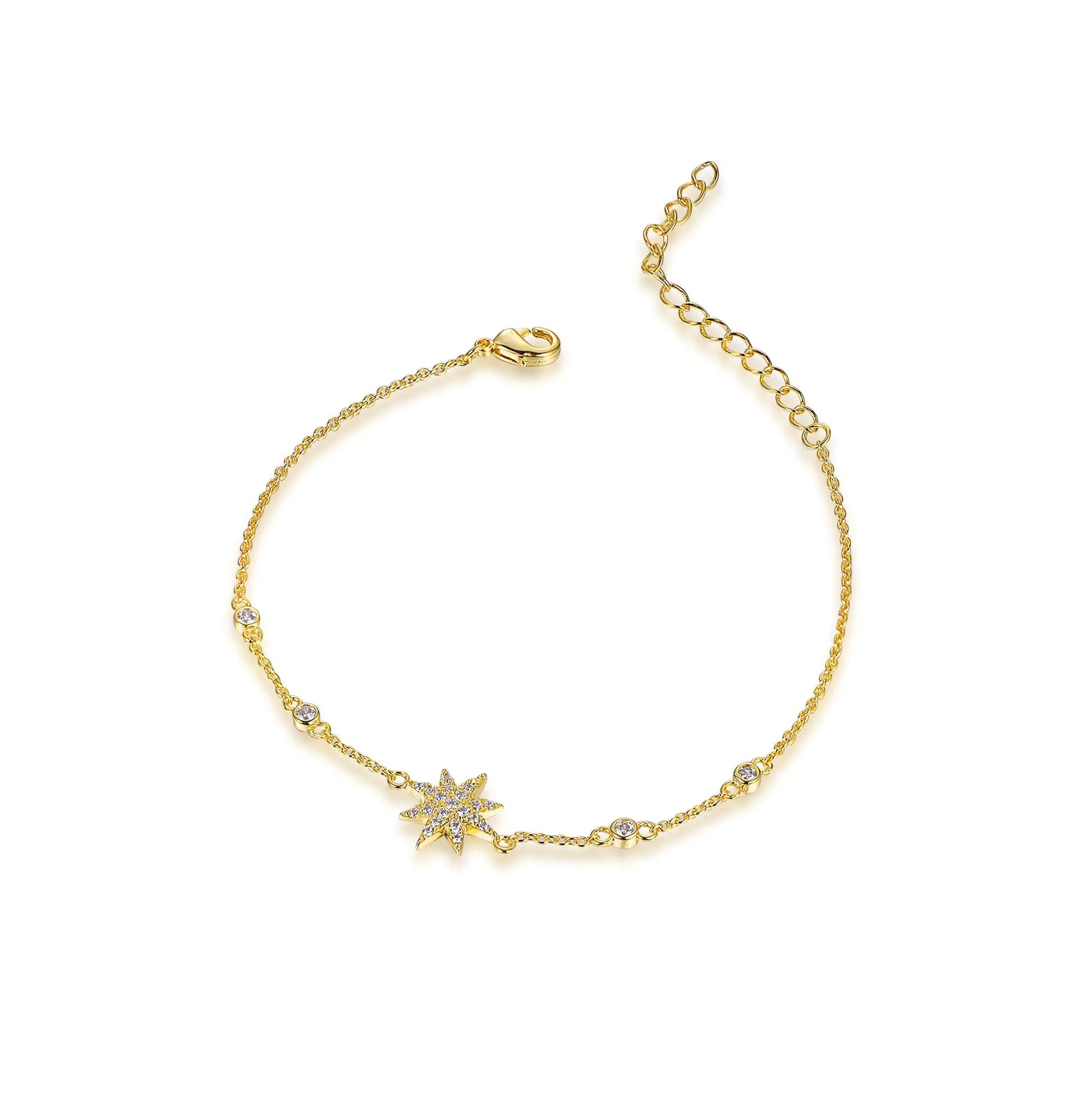 Wholesale Silver Gold Plated Cubic Zircon Adjustable Sun Charm Bracelet