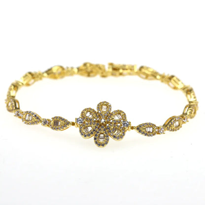 Wholesale Silver Gold Plated Cubic Zircon Bracelet Bridal Gold Jewelry Sets