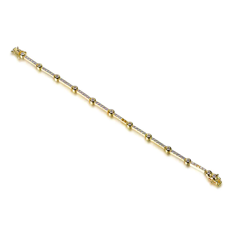 Wholesale Silver Gold Plated Cubic Zircon Chain Line Bezel Set Bracelet