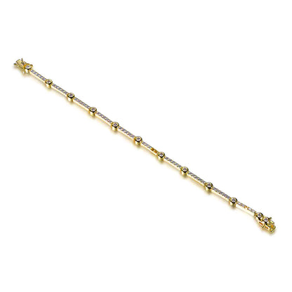 Wholesale Silver Gold Plated Cubic Zircon Chain Line Bezel Set Bracelet