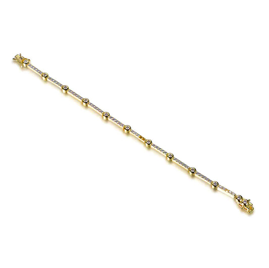 Wholesale Silver Gold Plated Cubic Zircon Chain Line Bezel Set Bracelet