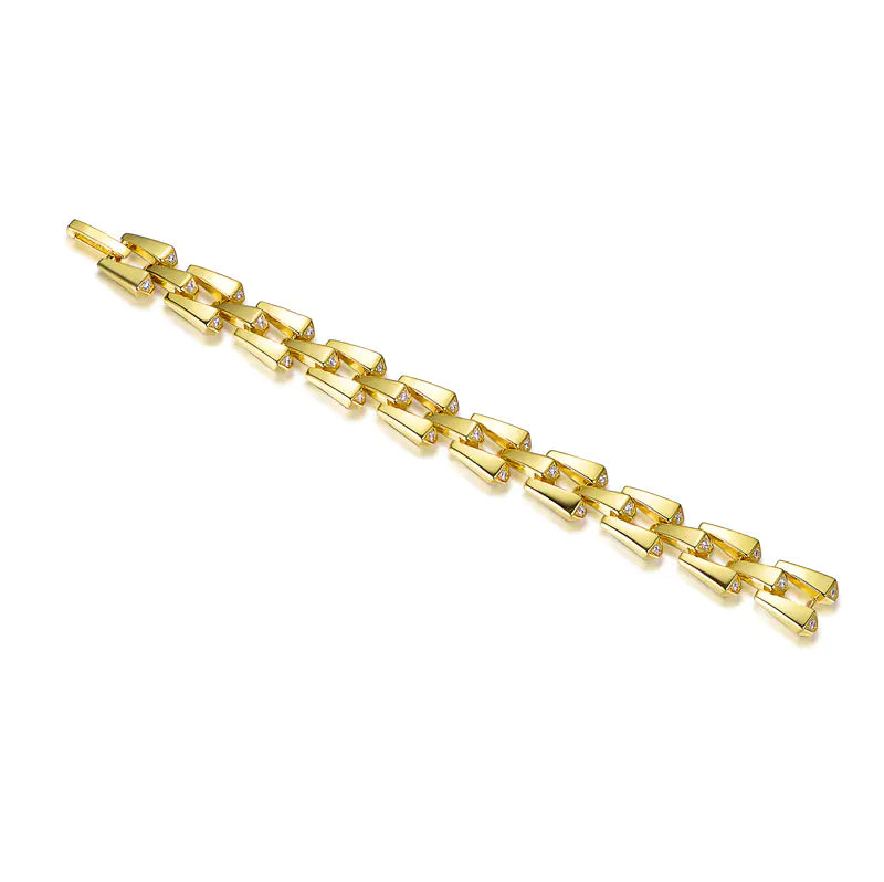 Wholesale Silver Gold Plated Cubic Zircon Chain Link Lab Diamond Cuban Bracelet