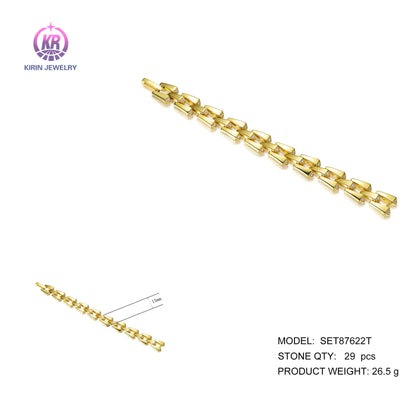 Wholesale Silver Gold Plated Cubic Zircon Chain Link Lab Diamond Cuban Bracelet for Women