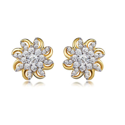 Wholesale Silver Gold Plated Cubic Zircon Cluster Flower Earrings Studs
