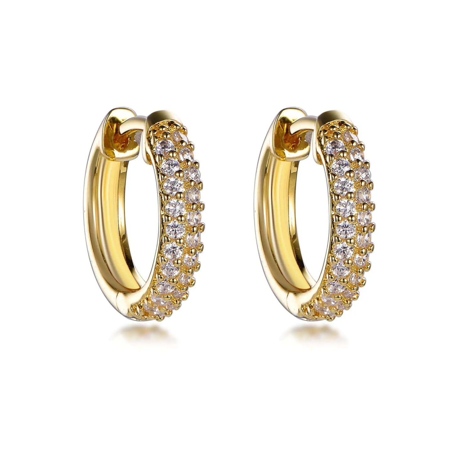 Wholesale Silver Gold Plated Cubic Zircon Double Row Small Huggie Hoop Earrings
