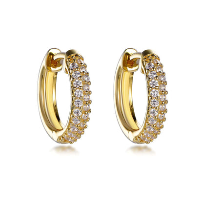 Wholesale Silver Gold Plated Cubic Zircon Double Row Small Huggie Hoop Earrings