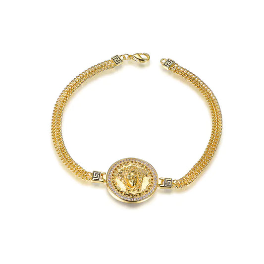 Wholesale Silver Gold Plated Cubic Zircon & Enamel Egyptian Medusa Bracelet​